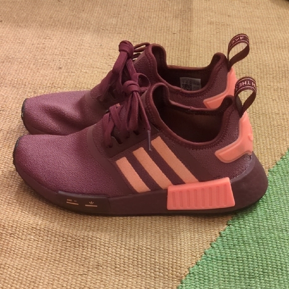 Adidas Women's Maroon and Pink Sneakers - Picture 2 of 6